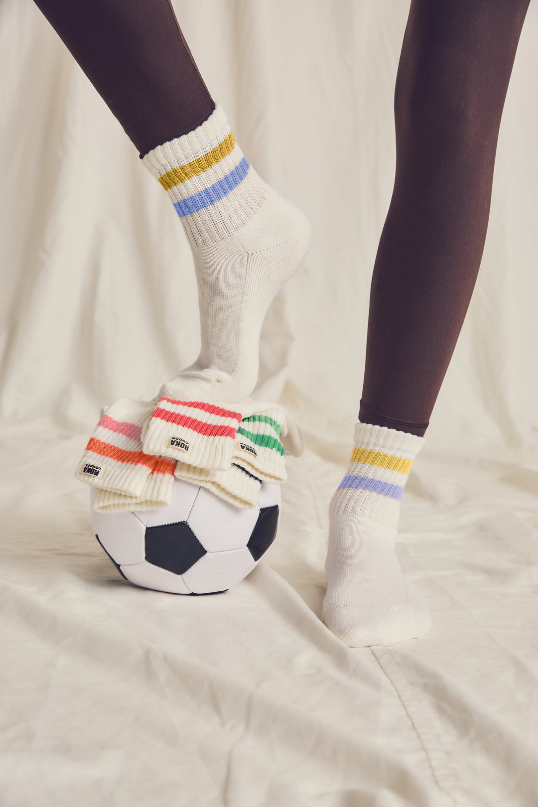 Windsor Stripe Crew Socks for Women in Summer Yellow/Thistle
